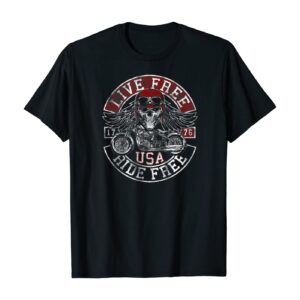 Live Free Ride Free USA Motorcycle T-shirt T-Shirt