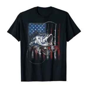 Fishing American Flag Vintage Tshirt USA Bass Fisherman Gift