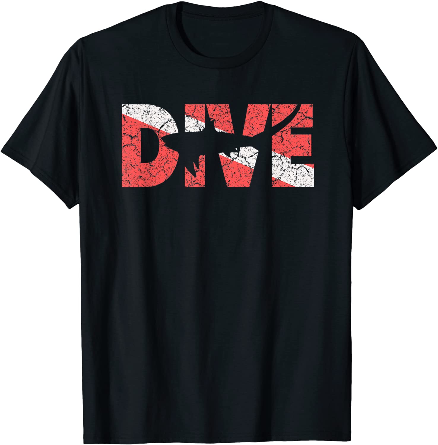 Funny Scuba Diver Thresher Shark Diving Vintage Dive Flag T-Shirt