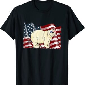Polar Bear American Flag 4th Of July Shirt For Men Women Kid T-Shirt