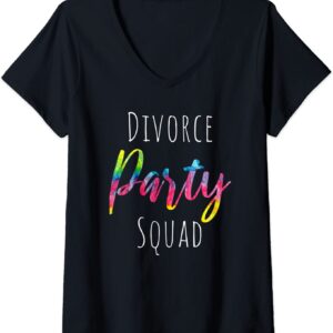 Womens Divorce Party Squad Support Divorcing Women V-Neck T-Shirt