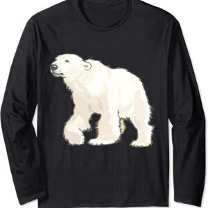 Polar Bear Arctic Animal Realistic Retro Long Sleeve T-Shirt