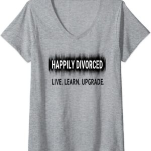 Womens Happily Divorced Divorce AF Divorcee Party Gift Men Women V-Neck T-Shirt